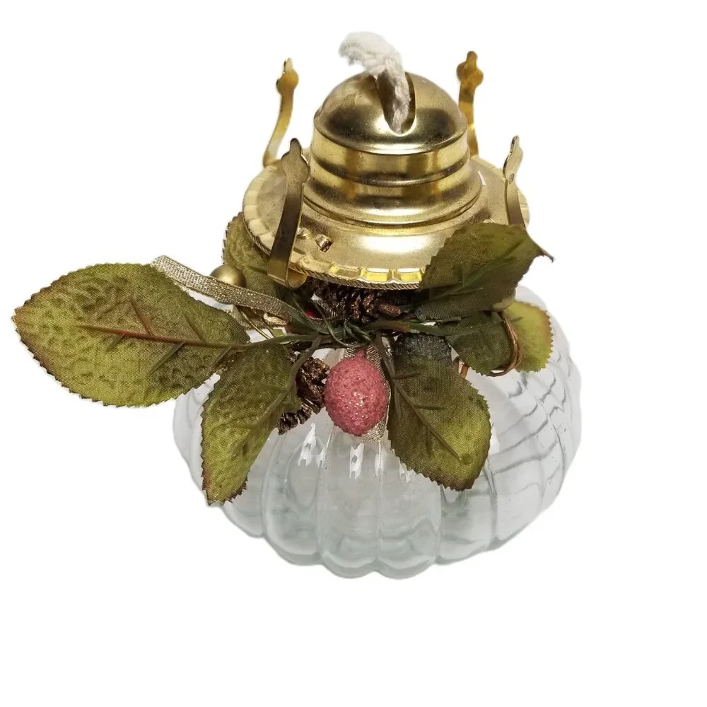 Vintage Lamplight Farms Glass Oil Lamp Hurricane Chimney Brass